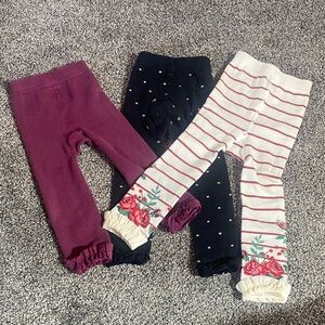 Ruffle Butts Kids Leggings Set - Purple, Black, and White